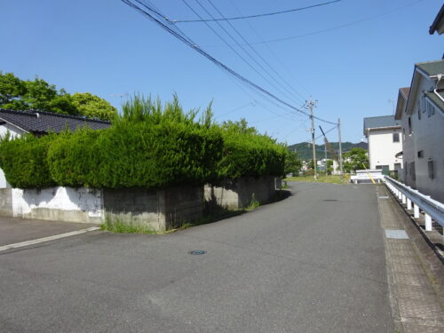 田んぼ道を抜けた道路