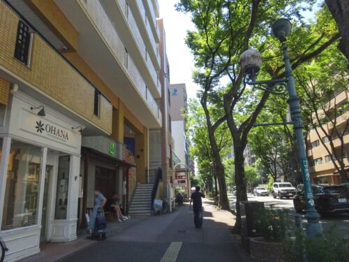 お店の前の道